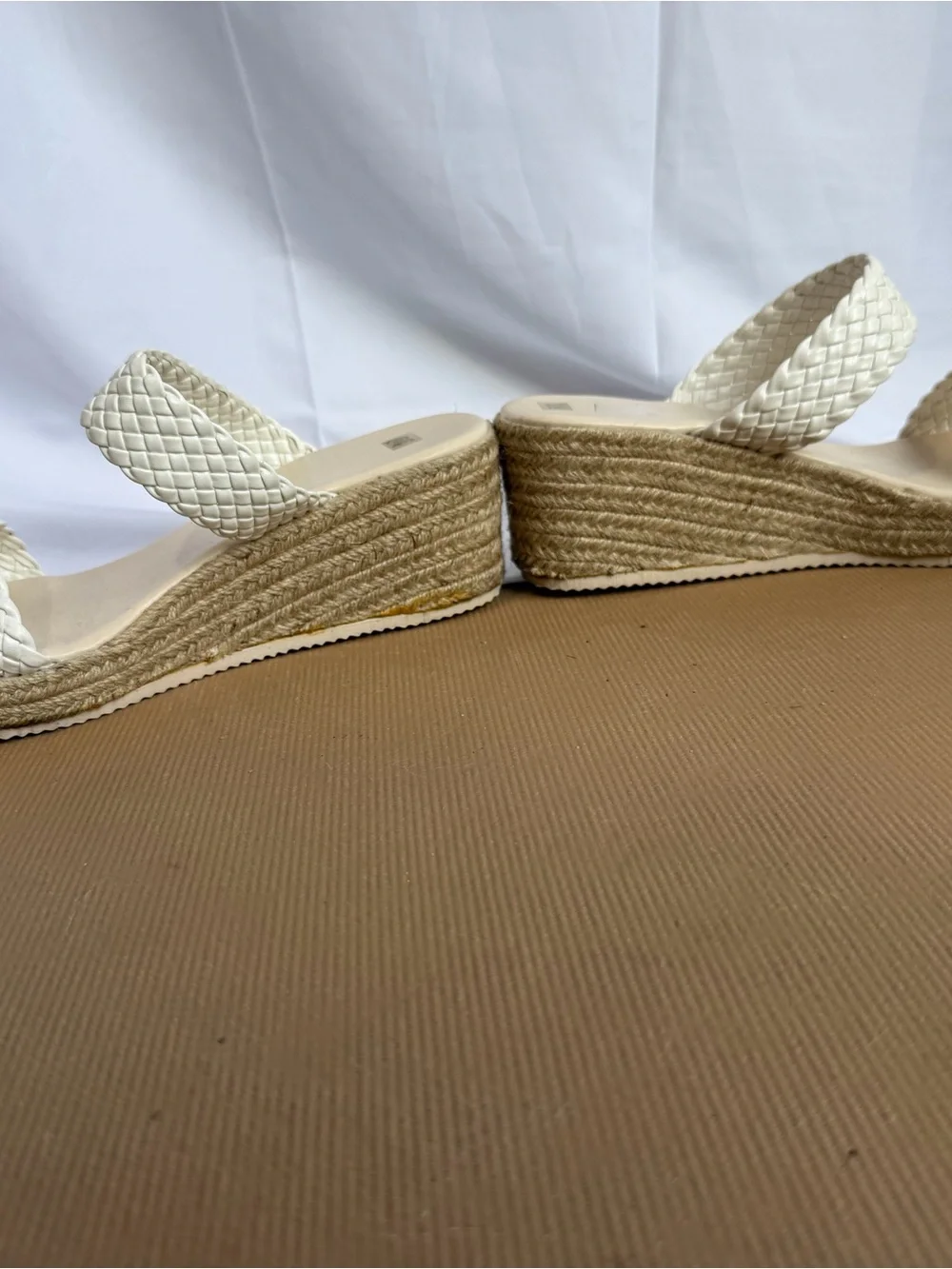 Woven Strap White Platform Sandals - Women